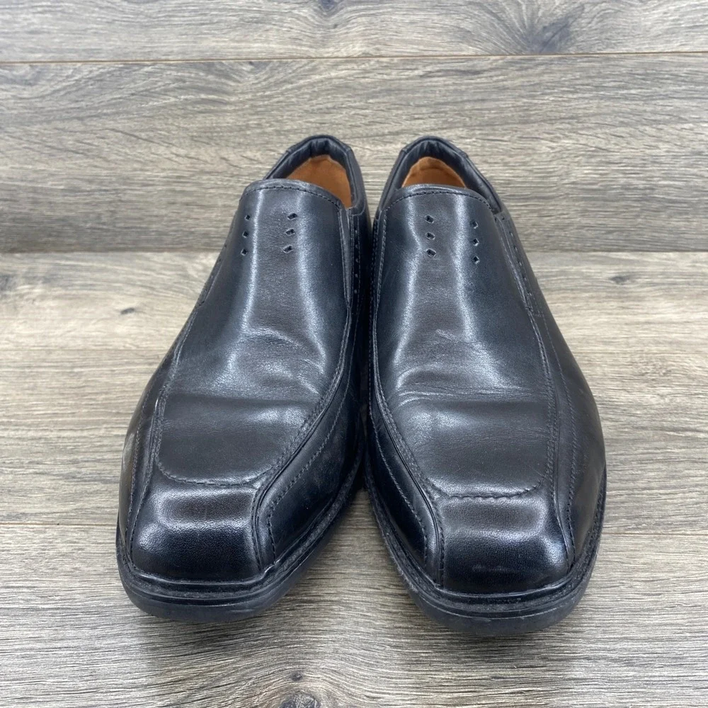 Clarks Unstructured Loafers Mens 13M Black Leather Square Toe Slip On 62156